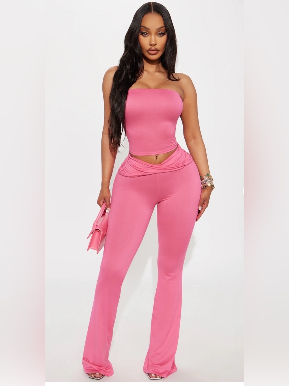Strapless Pink Two-Piece Set
